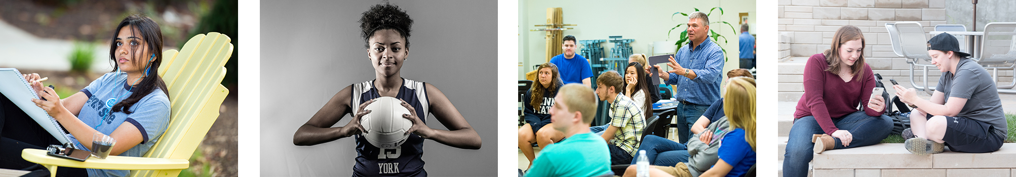 Photos of students and scenes on campus.