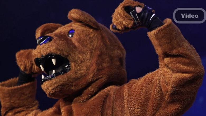 Nittany Lion flexing muscles. Video link button.